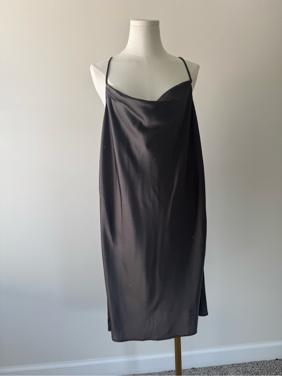 Vocal Dresses & Skirts - Black Satin Slip Dress with Subtle Crystal Embellishments size XL